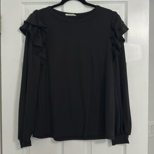 Entro Black Ruffle Sweater - Medium